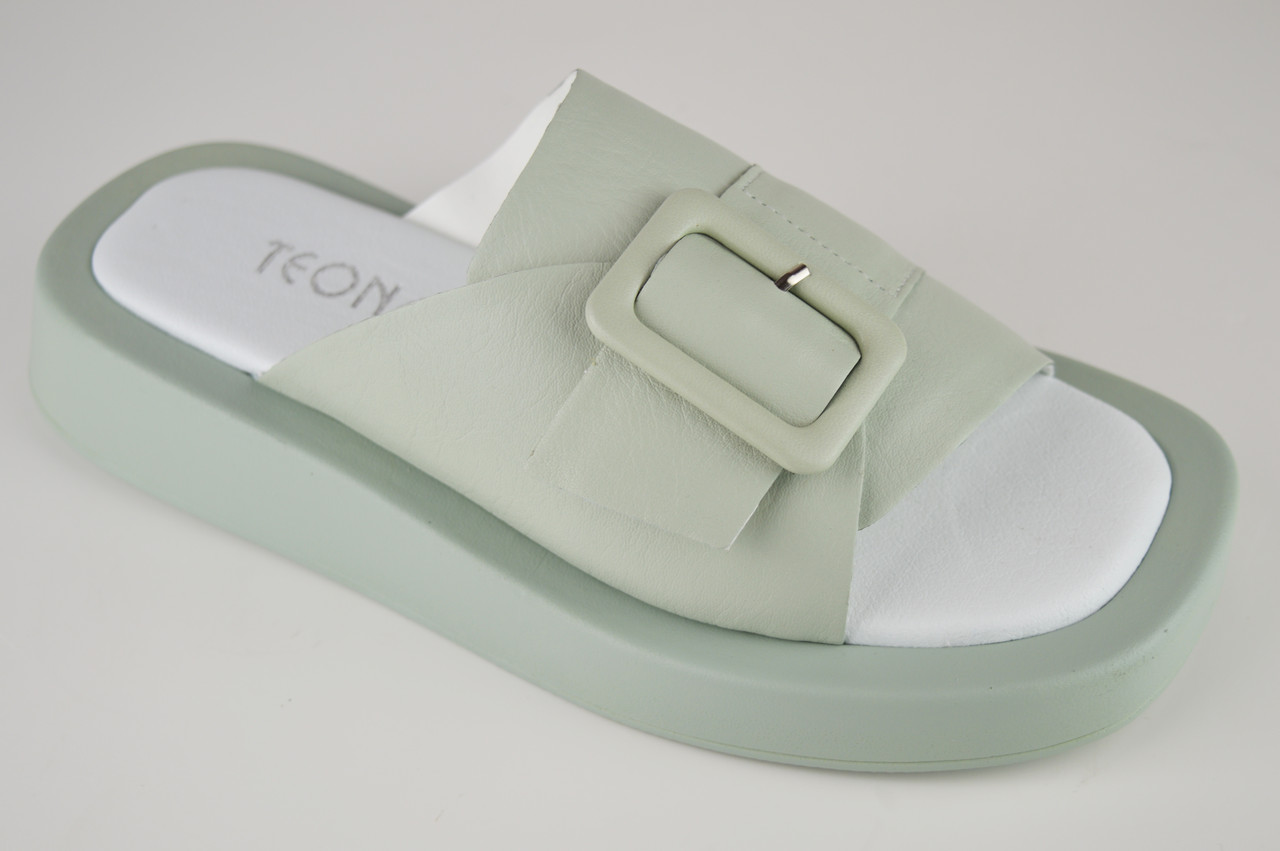Шльопанці з пряжкою Teona 21297 40 Олива шкіра 36, Оливковий