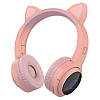 Бездротові Навушники з котячими Вушками з підсвічуванням + підтримка MicroSD Cat Ear XY-203 Сіро-Рожевий, фото 6