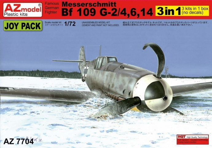 Пластикова модель 1/72 AZ model 7704 Німецький винищувач Messerschmitt Bf-109G-2/4,G-6,G-14
