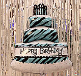 Фігура фольгована торт Рожевий і блакитний Надувається гелій повітря Розмір - 100*69 см, фото 4