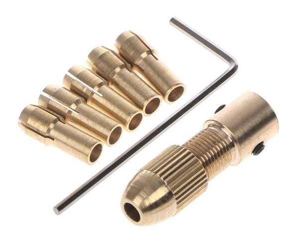 Цанговий патрон №5 + 5 цан г 0,5-3,2 мм на вал 5,0 мм для міні електро дриль дремель Dremel, фото 1