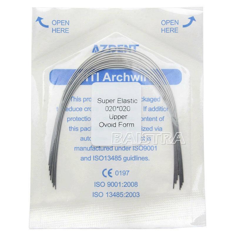 Дуги Azdent SE Niti, 0.020x0.020, верх, 10шт/уп. Ovoid Form
