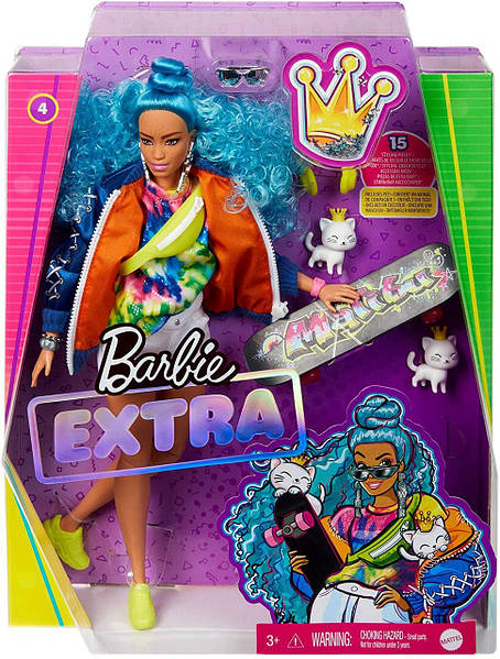 Barbie Extra Doll 4 with Skateboard 2 Pet Kittens GRN30