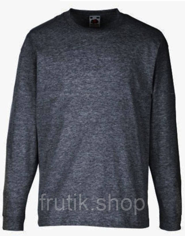 Чоловіча футболка з довгим рукавом Fruit of the Loom Valueweight Long Sleeve 100% бавовна Темно-сірий меланж, S