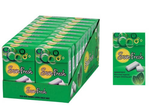 

:Жевательная резинка Sunfresh Fliptop Dragee Spearmint зеленая мята подушечки