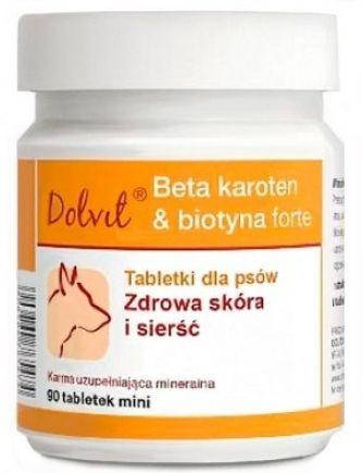 

БЕТА-КАРОТИН БИОТИН ФОРТЕ DOLVI BETA KAROTEN & BIOTYNA FORTE DOLFOS для кожи шерсти собак и кошек,90 мини таб