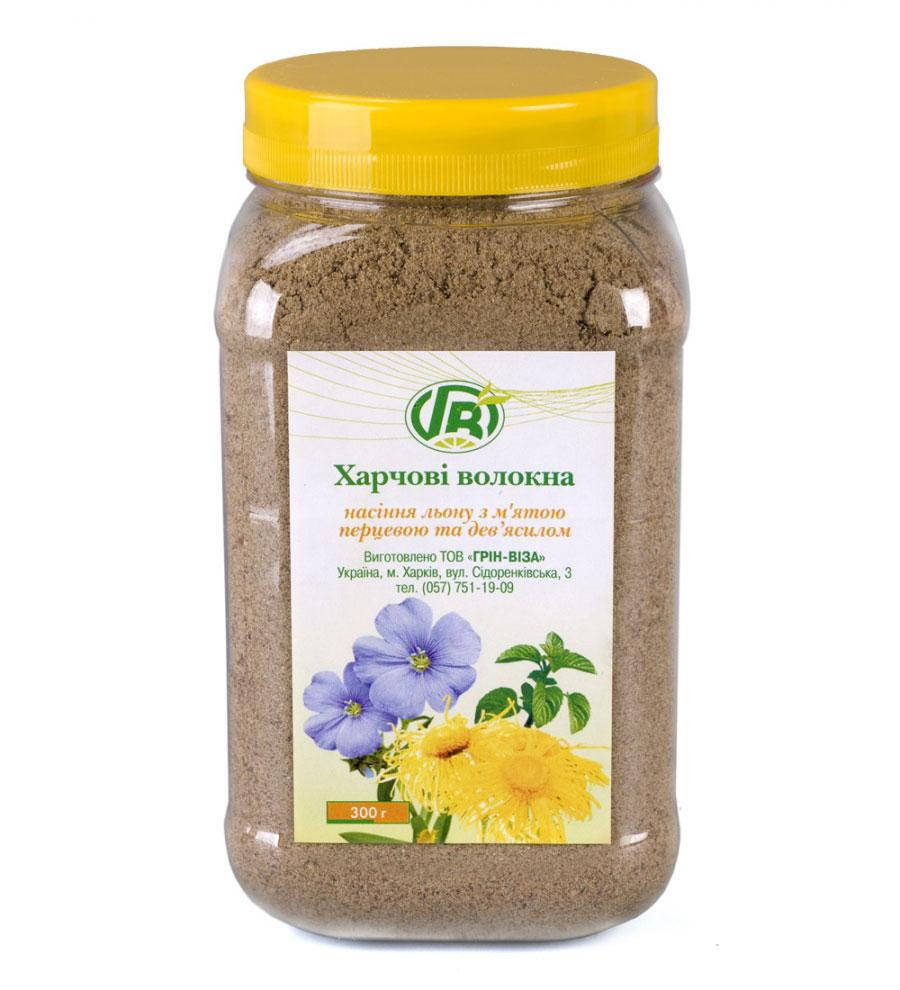 

Клетчатка (Пищевые волокна) льна с мятой и девясилом ТМ Грин-Виза (300г)