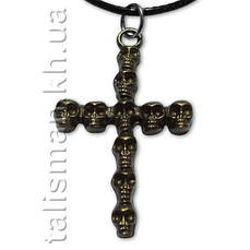 Кулон K-100 - Хрест з черепів (бронза)