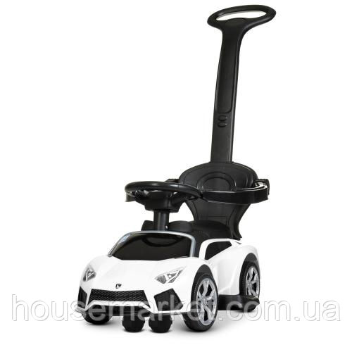 Дитяча каталка-толокар, електромобіль Bambi M 4316L-1, 1-мотор25W, 1аккум6V4AH, музика,світло, шкіра, білий