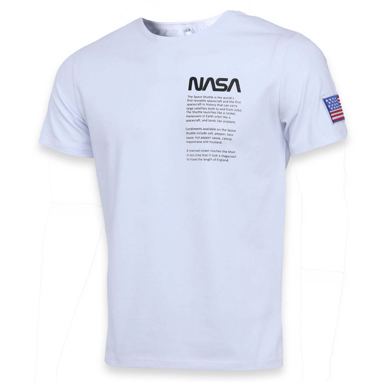 Футболка чоловіча біла NASA з принтом No4 Ф-10 WHT S (Р) 20-815-020-001 XXL