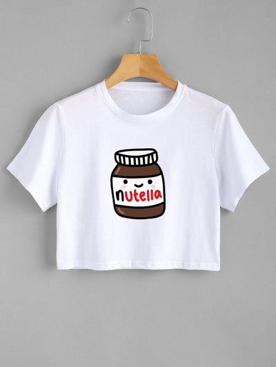Футболка кроп-топ з принтом (nutella)