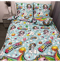 Комплект дитячої постільної полуторного білизни Поняшки, Бязь Люкс, Тиротекс, бірюзовий