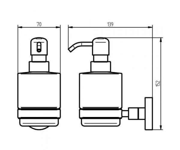 Дозатор для жидкого мыла настенный HACEKA Kosmos 1124417 хром 200мл стекло 93296 - фото 3 - id-p1409328236
