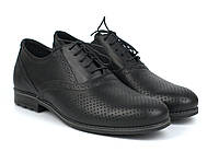 Літні туфлі з перфорацією шкіряні чорне взуття чоловіче на широку ногу Rosso Avangard Felicite Black Perf