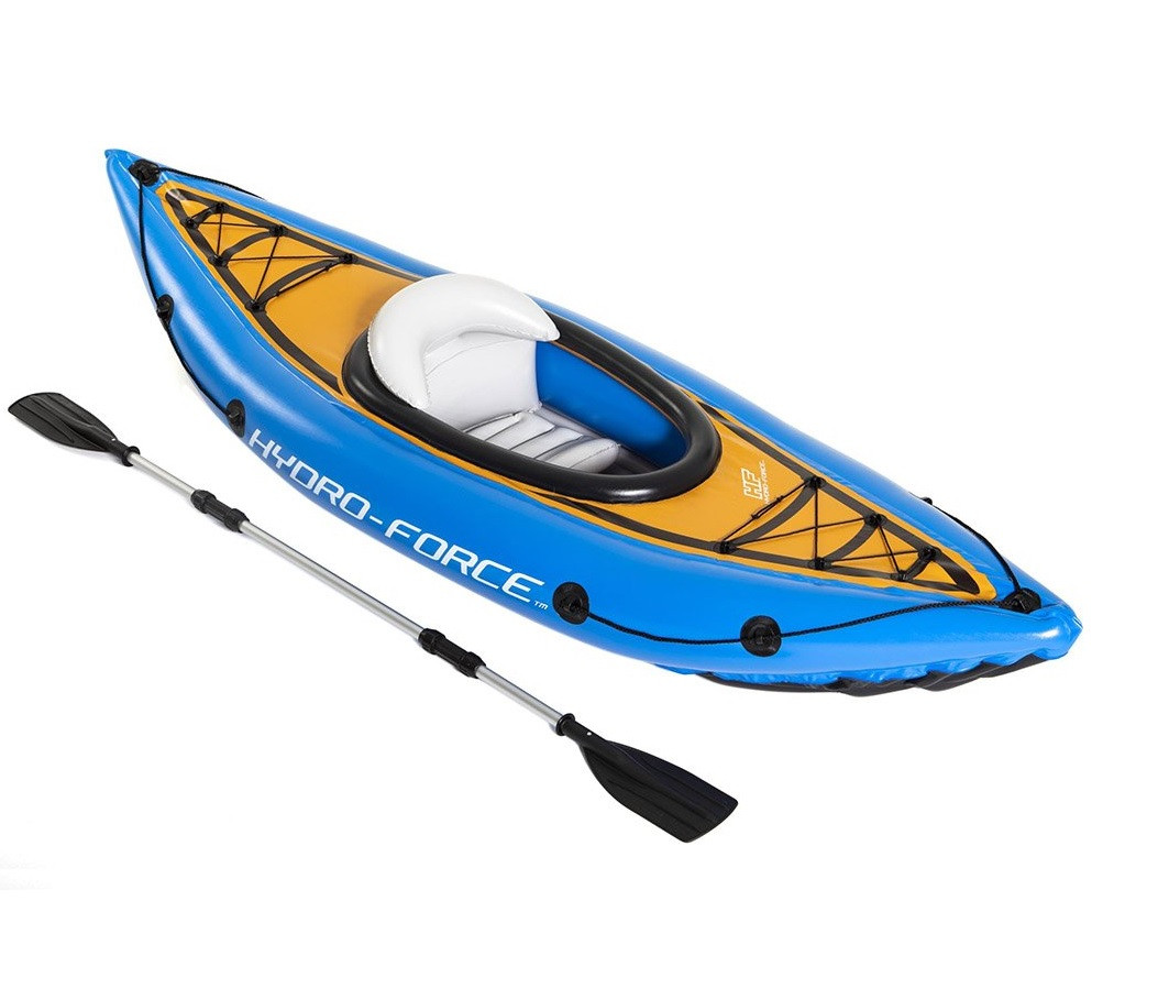 Одномісна надувна байдарка каяк Bestway 65115 Cove Champion, 275x81 см, з веслом