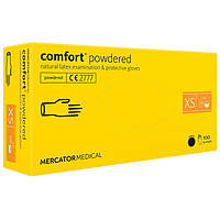 Перчатки латексные MERCATOR Comfort Powdered WHITE опудренные, размер XS, 100 шт