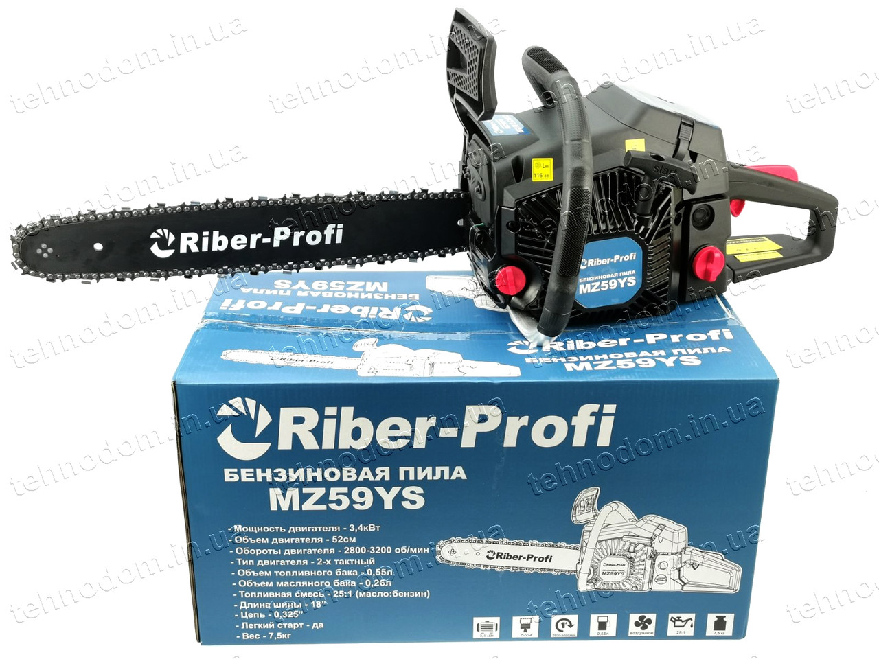 Бензопила Riber-Profi MZ59YS (з праймером, 3400 Вт)