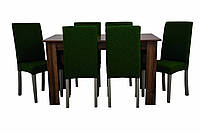 Чехлы натяжные на стулья жаккардовые без рюши DONNA набор 6 шт зеленые