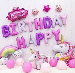 Фотозона з кульок РОЖЕВА З ЄДИНОРОГАМИ