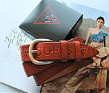 Жіночий шкіряний ремінь Guess рудий, фото 2