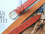 Жіночий шкіряний ремінь Guess рудий, фото 4