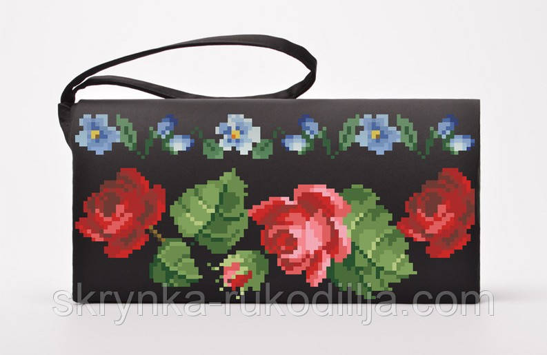 Пошитий чорний клатч для вишивання КЛ-004 Барвиста Вишиванка