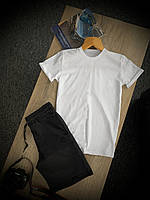 Комплект футболка белая, шорты мужские черные CROSSGO | Костюм летний ЛЮКС качества