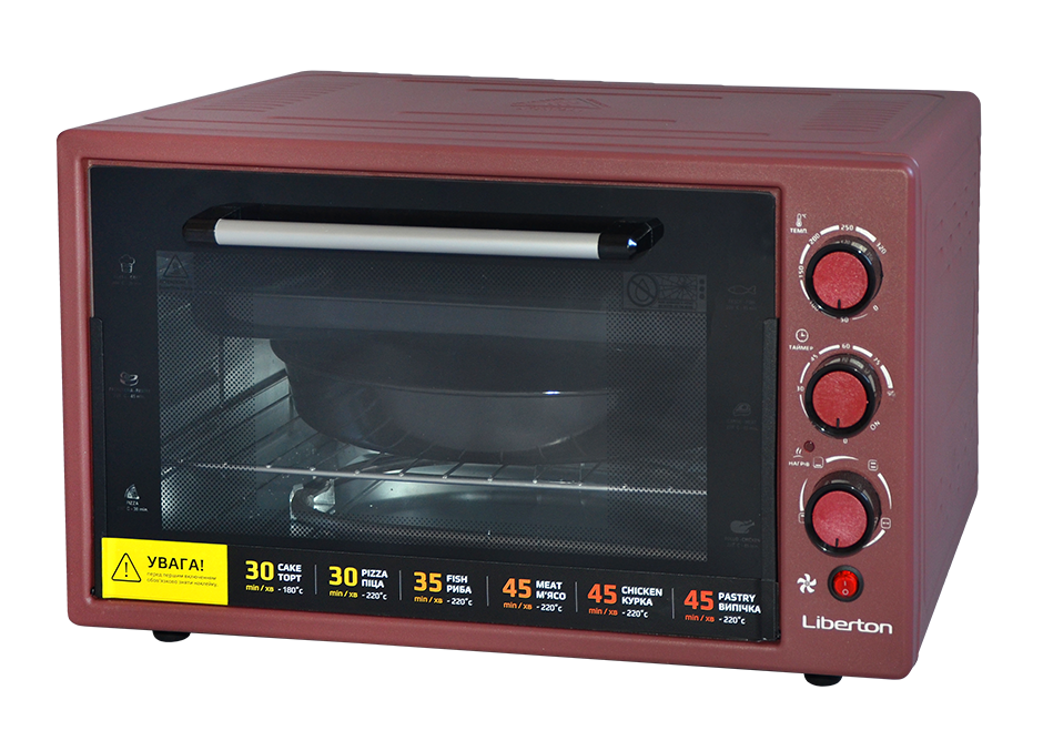 Духовка електрична 55 літрів з конвекцією Liberton LEO-550 Red
