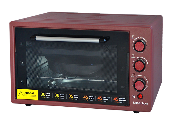 Духовка електрична 55 літрів з конвекцією Liberton LEO-550 Red, фото 1