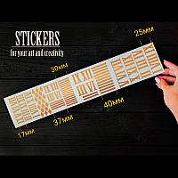 Наклейки колір золото, сет "Малі римські цифри і ділення". Art Resin Stickers. Для технік ResinArt