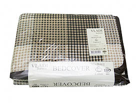Покривало Vladi бавовняне літнє карта 170*210 двоспальне біло-пісочно-касторове оптом