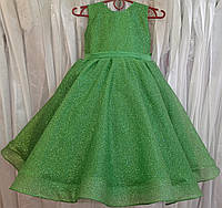 Зелена ошатна дитяча сукня-маєчка з гліттеру з корсом на 5-6 років