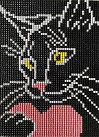 Алмазна вишивка. Картинка-наліпка "Котолюбовь", 19х14см