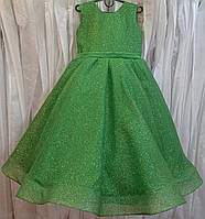 Блискуча зелена ошатна дитяча сукня-маєчка з корсом на 5-7 років