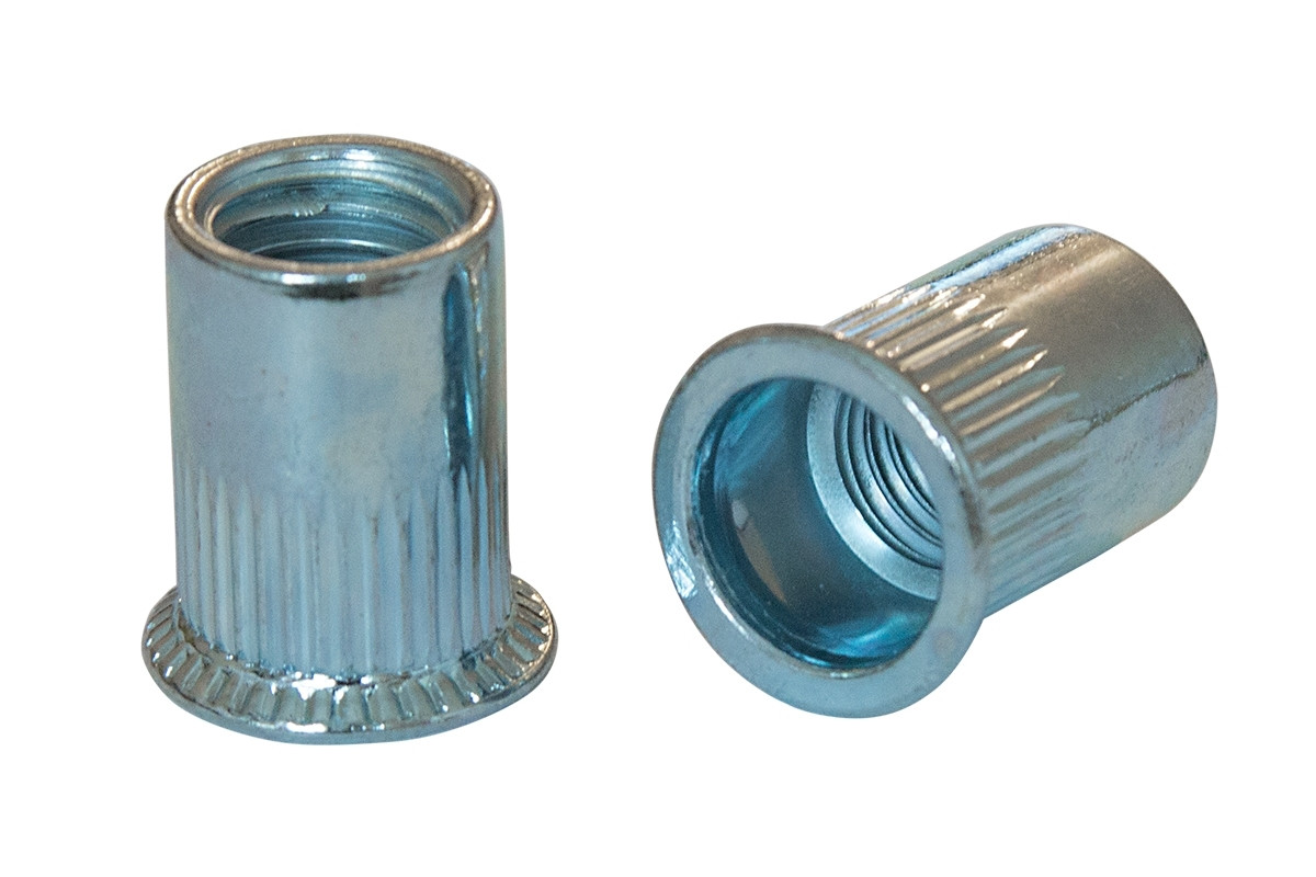 Гайка Кліпальна, рифлена, зменшений потайний буртик, оцинкована, M5x12, 500 шт