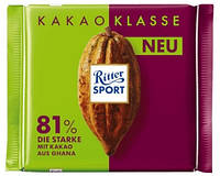 Черный шоколад Ritter Sport 81 % какао из Ганы , 100 гр