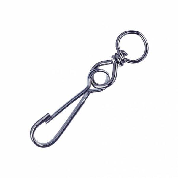 Карабін пружинний з вертлюгом нікельований 100 мм,  20 шт, фото 1