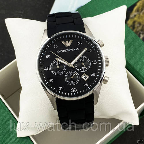 Годинник наручний Emporio Armani AR-5905 Silver-Black Silicone