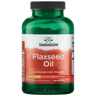 Swanson Organic Flaxseed Oil Органічна лляна олія 1000 мг, 100 ЖК