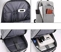 Діловий рюкзак 3в1 для ноутбука, дорожня сумка, для школярів, двошаровий + зарядка через USB, фото 2
