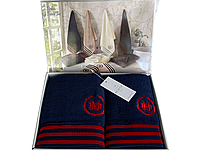Набір рушників Maison D'or Delon Navy Red махрові 30-50 см,50-100 см,70-140 см синій