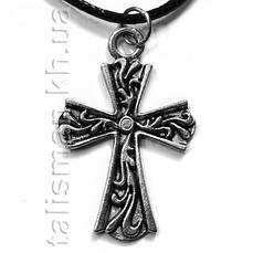 Кулон K-116 - Хрест з візерунком (срібло)