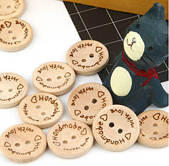 Ґудзик дерев'яний Handmade with love Ø15 мм (упак. 10 шт)