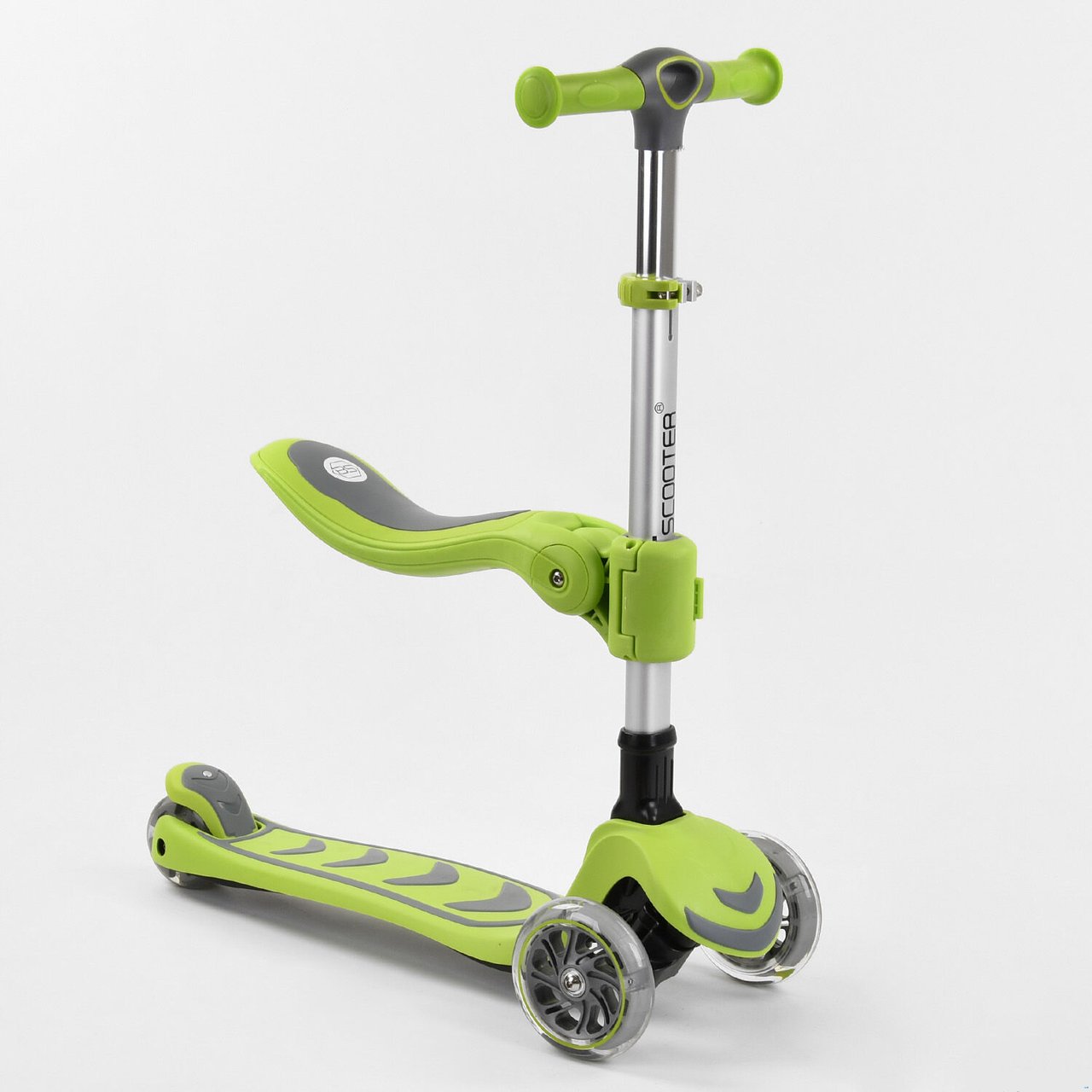 Самокат триколісний складаний з сидінням Best Scooter Т-07196, світло коліс