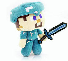 М'яка іграшка Стів із мечем у алмазній броні з гри Майнкрафт 16 см Minecraft Steve