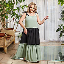 Літня сукня великих розмірів сарафан на бретелях з літньої тканини жатка, фото 3