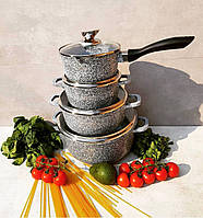 Набір кухонного посуду 9 предметів Edenberg EB-8010 Набір каструль козанів з гранітним антипригарним покриттям