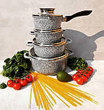 Набір кухонного посуду 9 предметів Edenberg EB-8010 Набір каструль козанів з гранітним антипригарним покриттям, фото 6