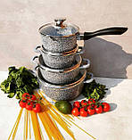 Набір кухонного посуду 9 предметів Edenberg EB-8010 Набір каструль козанів з гранітним антипригарним покриттям, фото 7