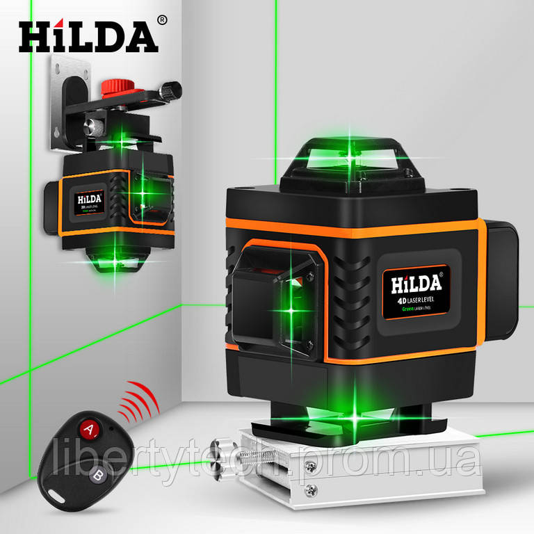 Лазерный уровень 4D 16 линий зеленый луч HILDA - фото 1 - id-p1173973002